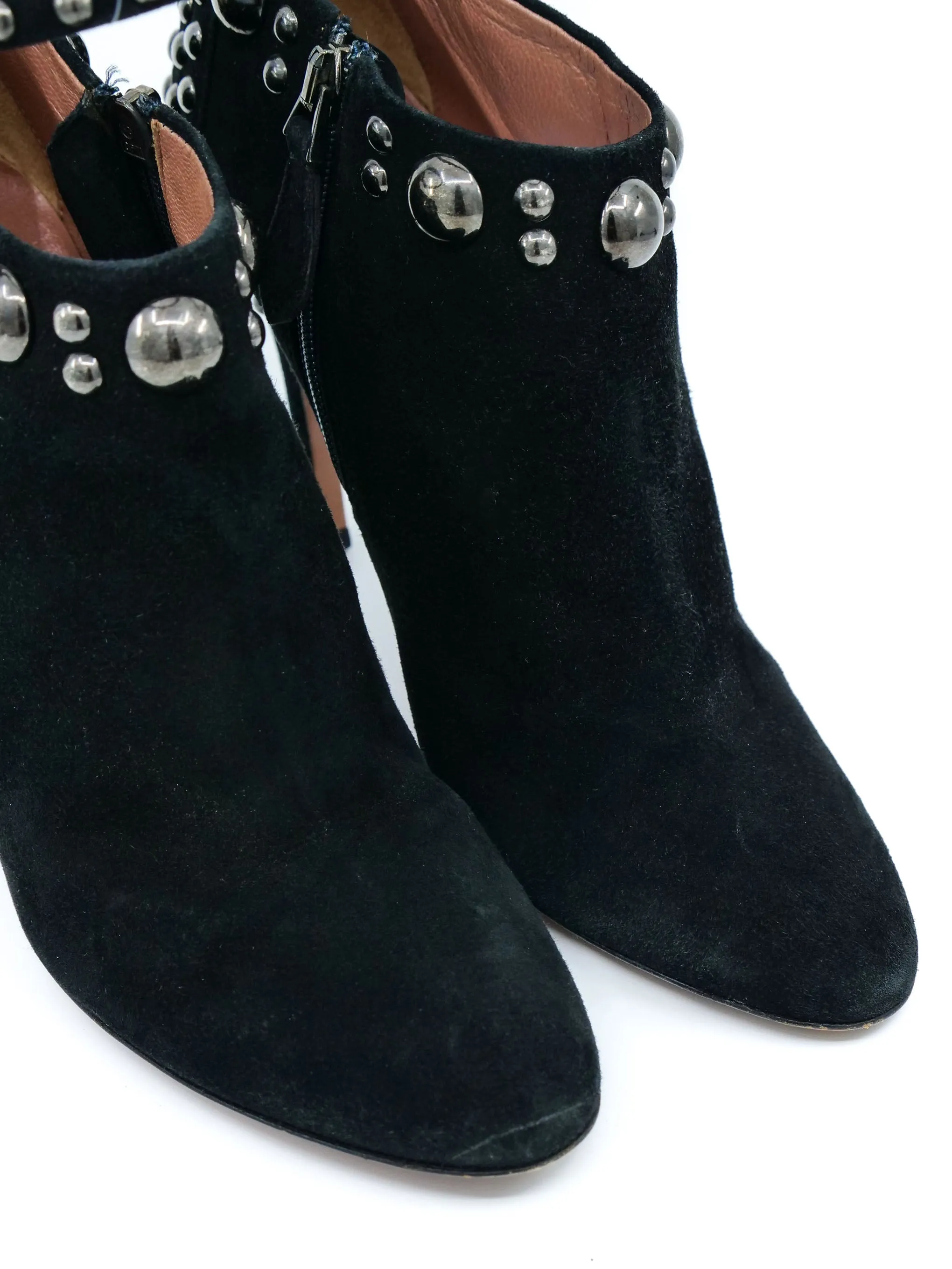 Alaia Studded Ankle Strap Booties, 37