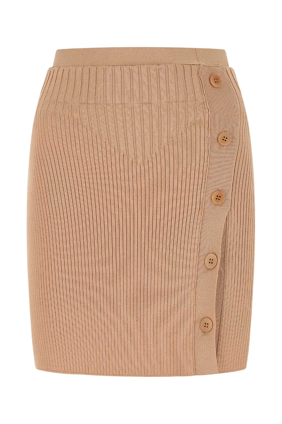 Andrea Adamo Biscuit Stretch Viscose Blend Mini Skirt