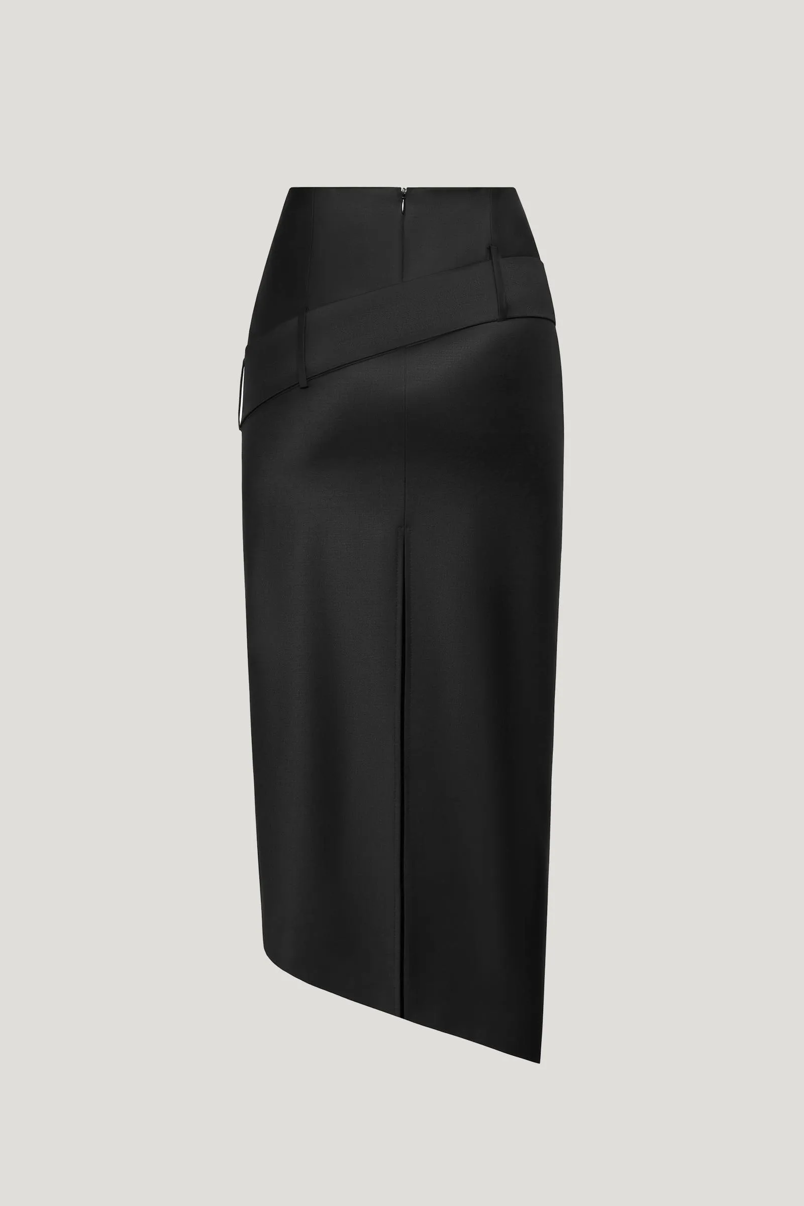 Black Diagonal Belt Skirt