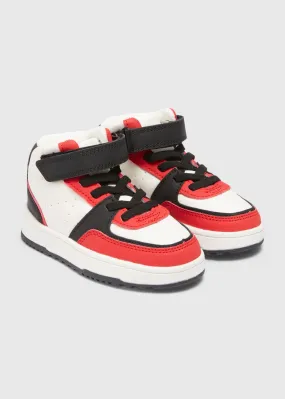 Boys White High Top PU Trainers (Younger 4-12)