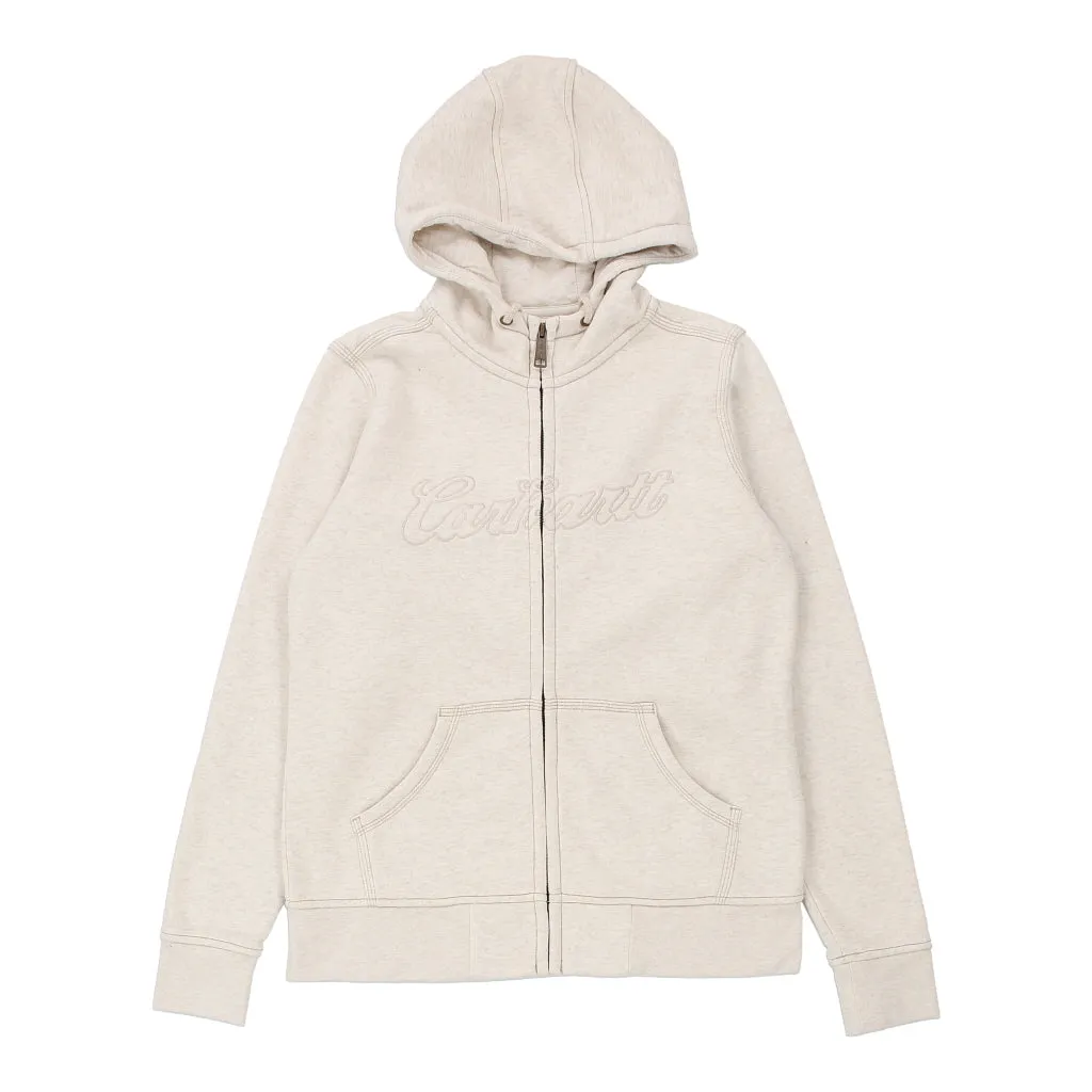 Carhartt Spellout Hoodie - Medium Cream Cotton Blend