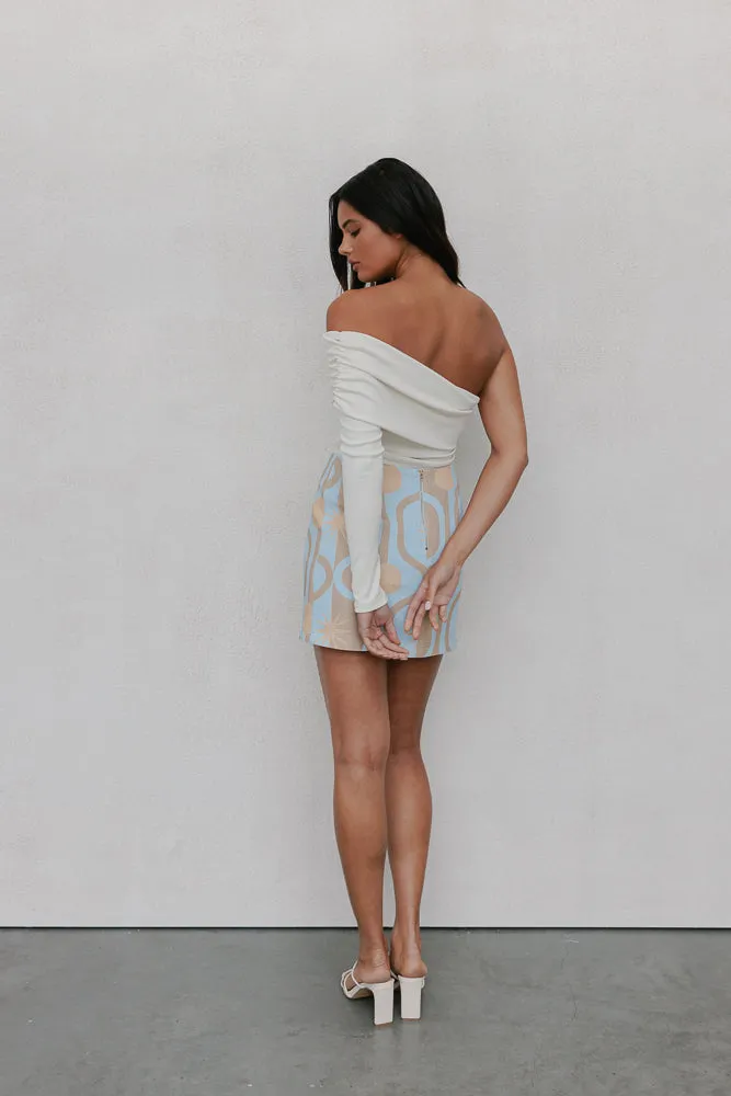 Del Sole Skirt - Blue/Tan Sun Print