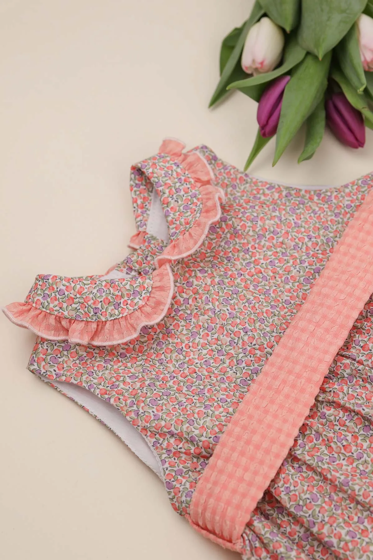Ditsy Floral Romper - Coral (3M - 3Y)