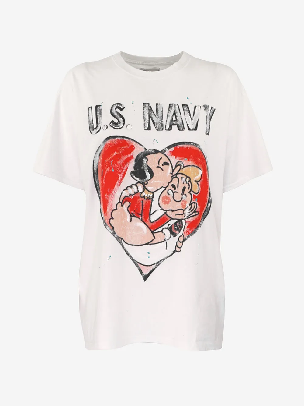 Front street 8 - T-shirt in cotone tinta unita con stampa frontale