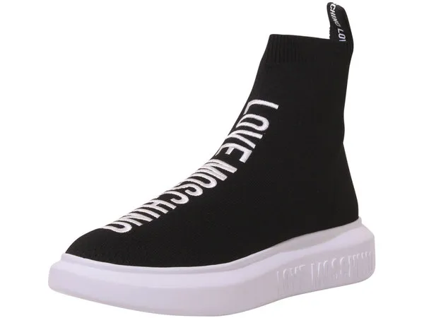 Love Moschino Women's Sneakers Logo High Top Black Sz: 8
