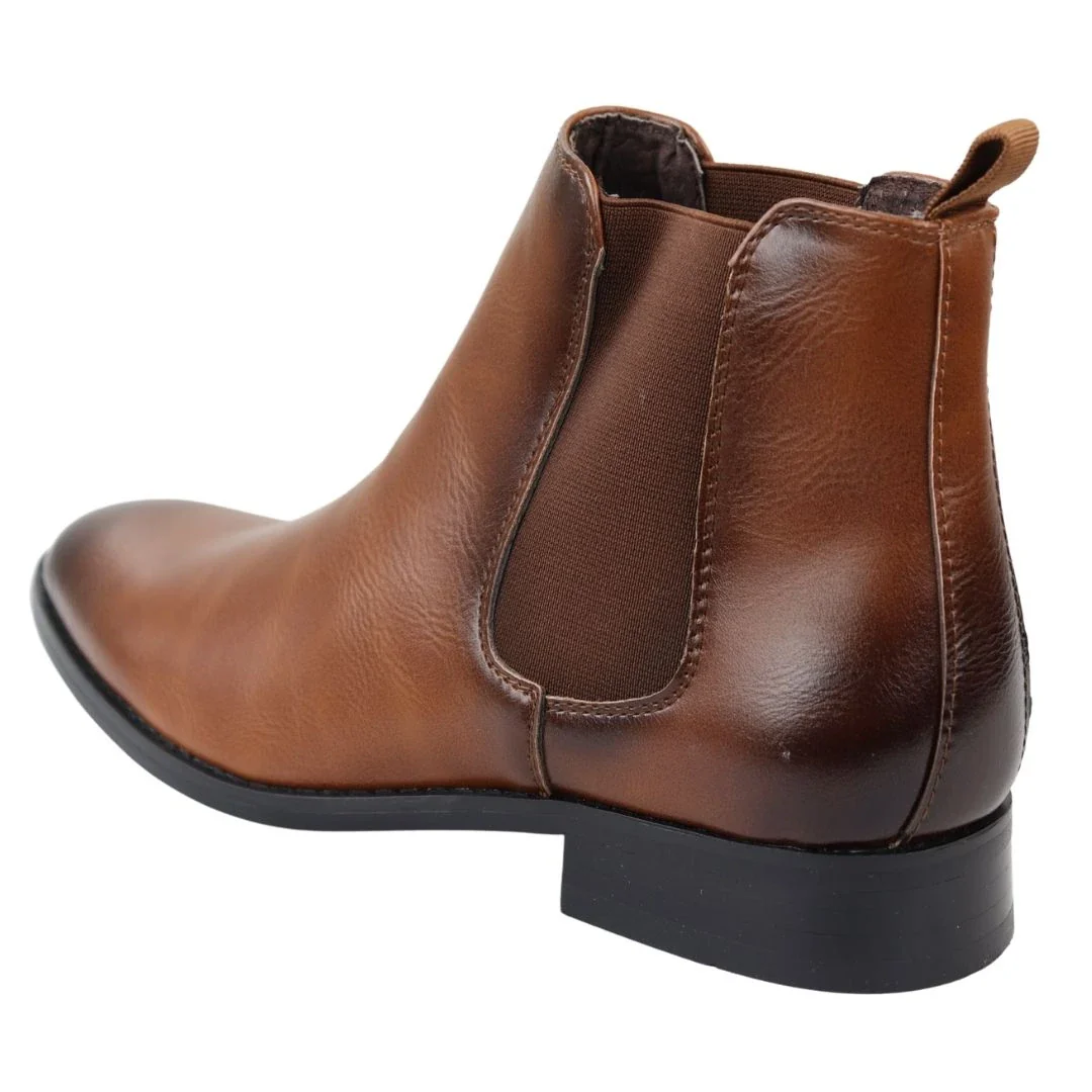 Men's Chelsea Slip On Tan Ankle Boots