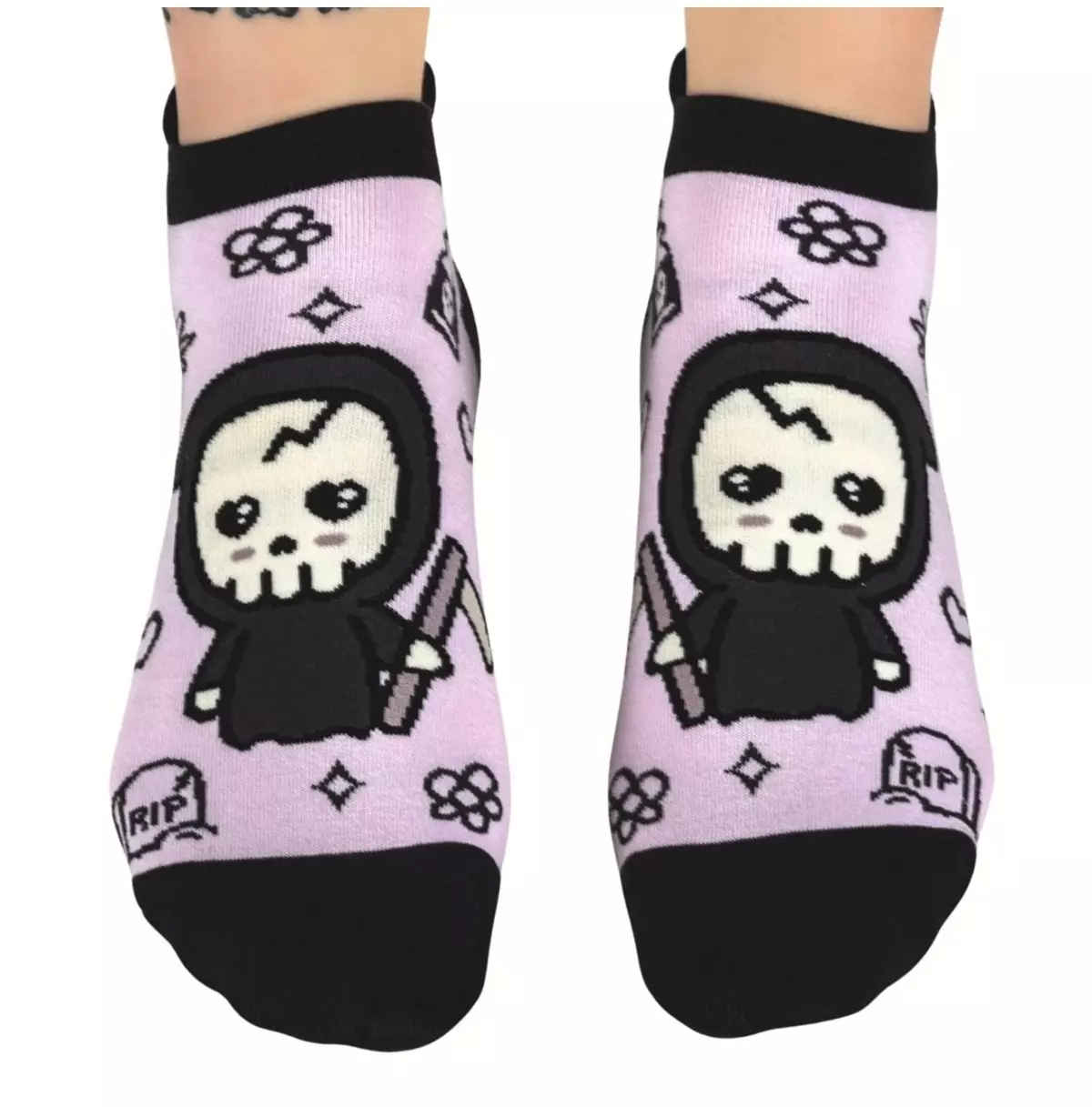 Pastel Goth Grim Reaper Ankle Socks