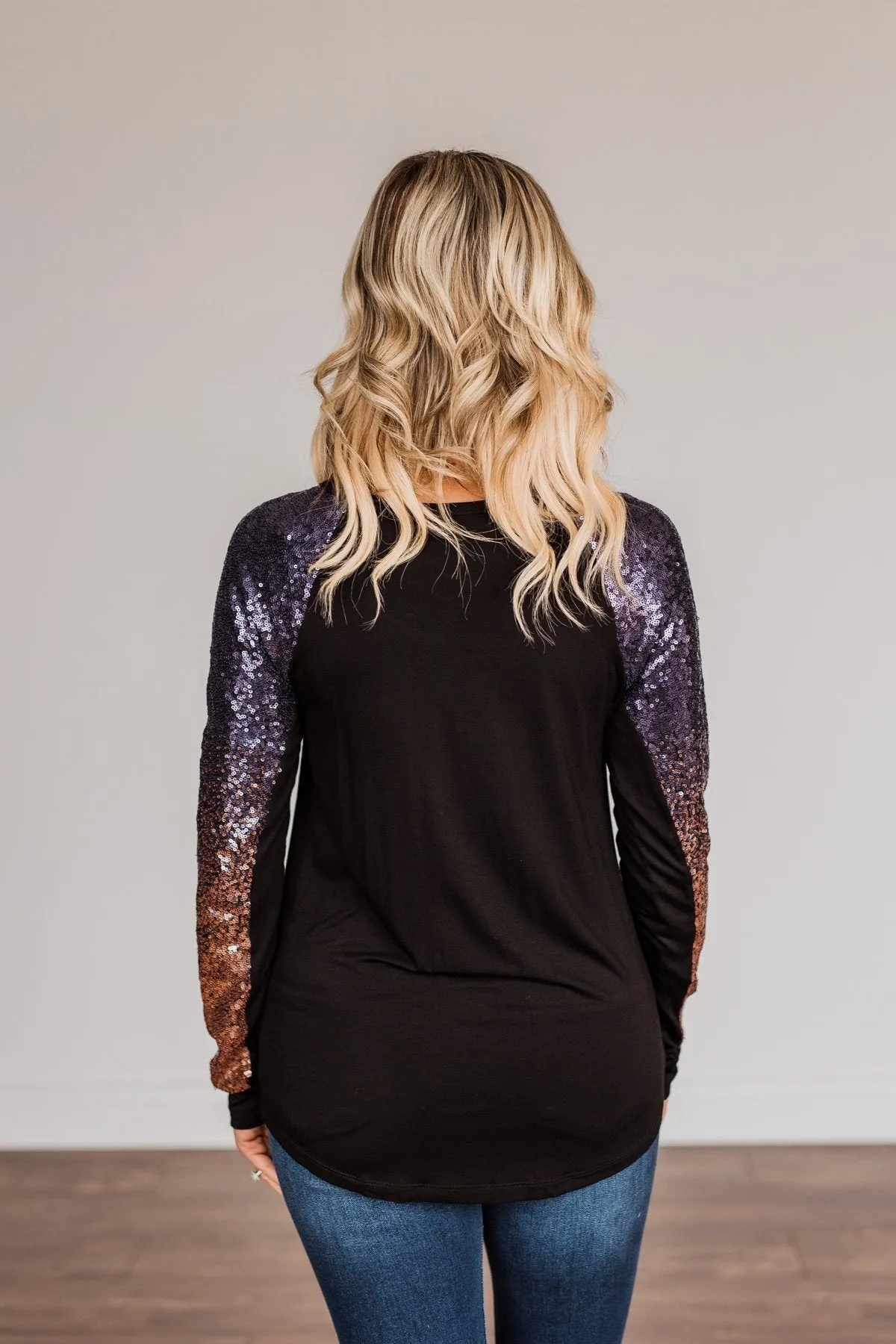 Shine Bright Sequin Top- Black