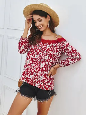 Tops Floral paules Dénudées Bretelles Spaghetti