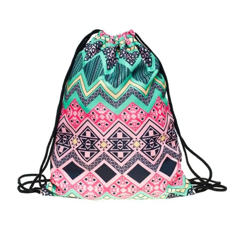 Women Men Backpacks School Backpack Bags For Teenagers Girls Geometric Printing Bags Drawstring Backpack